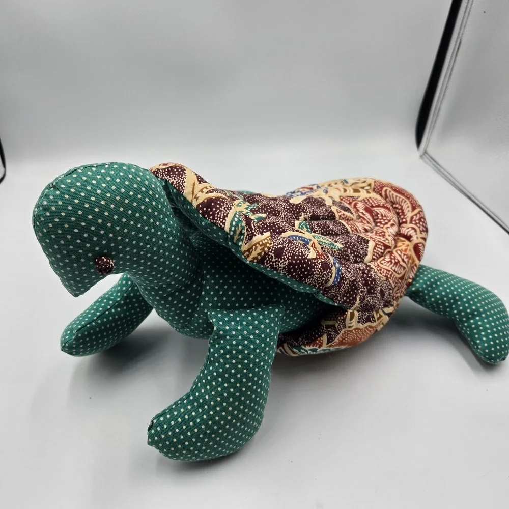 Vtg Handmade Sea Turtle Plush Toy Quilted Removable Shell‎ Cottagecore Country